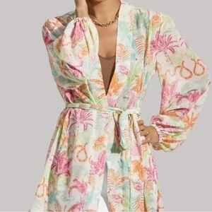 Cabi Jungle Topper Women S Multi Excellent‎ Tropical Puff Sleeve Wrap Beach